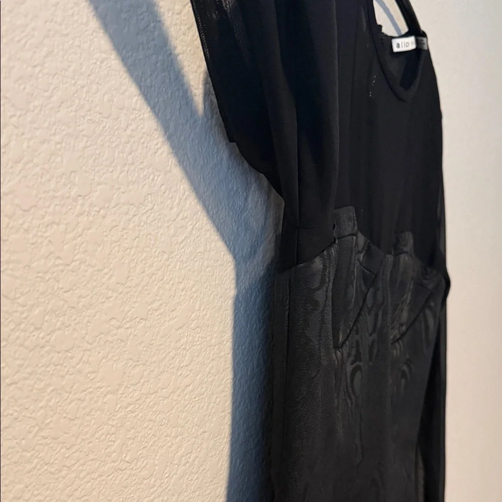 Alice + Olivia Takako Mesh Black Crew Neck Mini Dress - Picture 4 of 10
